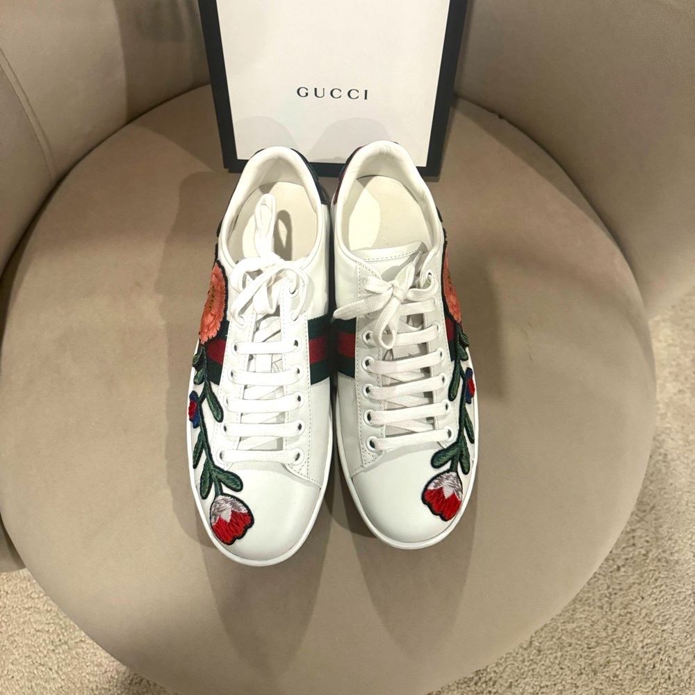 Gucci Women's White Floral Sneakers
